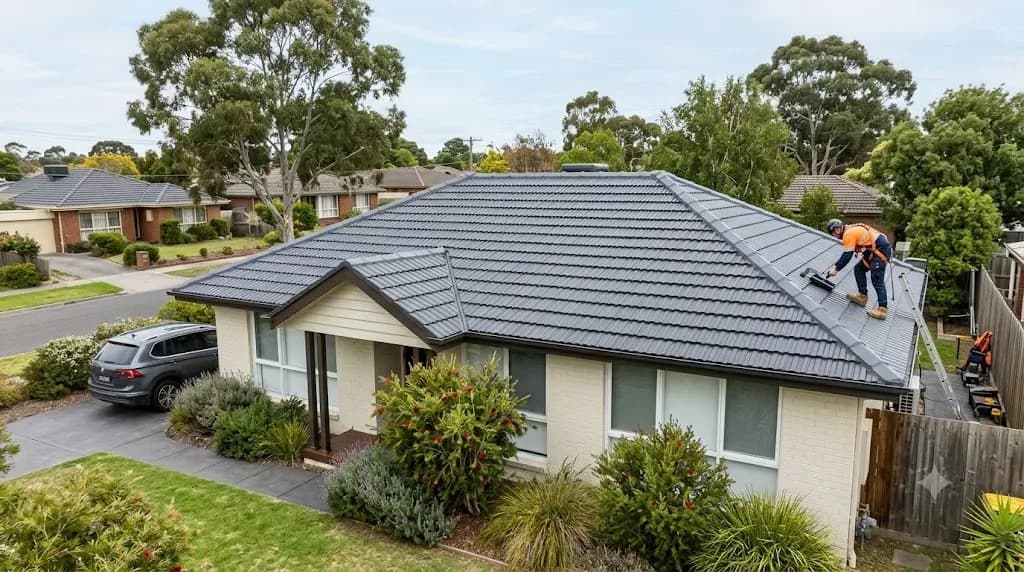 Roof restoration cost in Adelaide — roof being cleaned and resealed